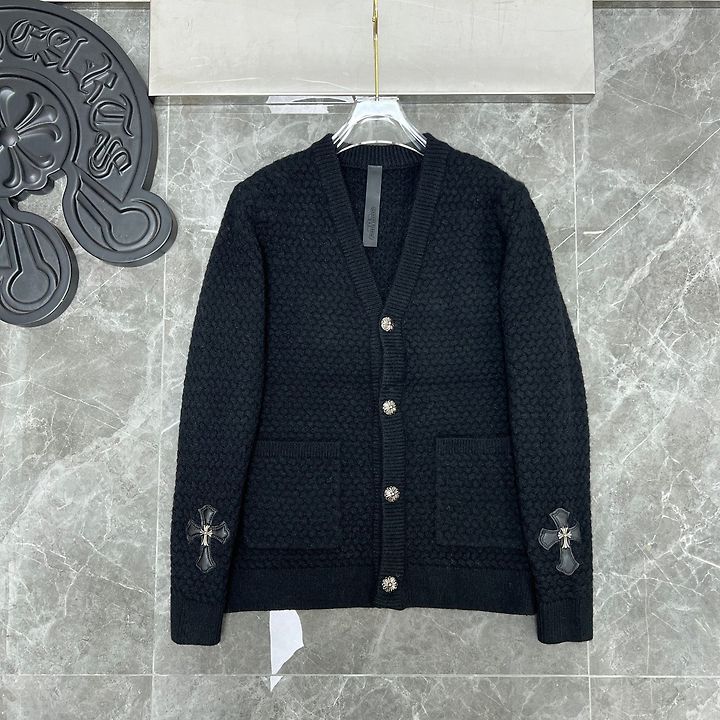 CHROME HEARTS 크롬하츠 7043 포에버 레더 크로스 니트 가디건 3COLOR